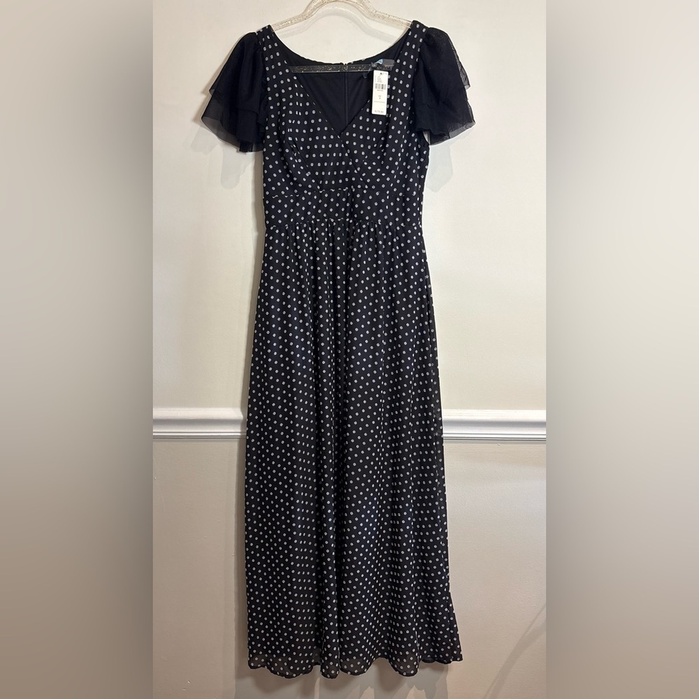 Anthropologie Eva Franco NWT Black & White Clipdot Maxi Dress Flutter Sleeve 4 - Picture 4 of 8